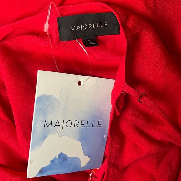 Majorelle Montauk Floral Rosette High Thigh Slit Red Maxi Gown Size Small - Picture 6 of 7